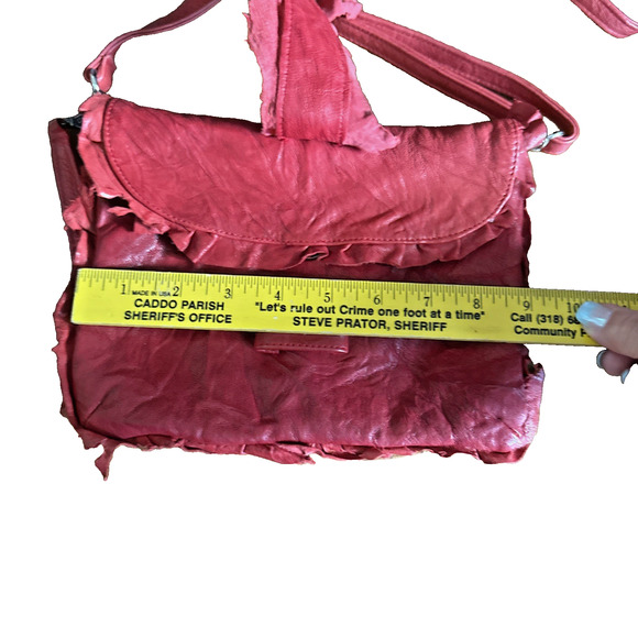 Lisa Berck USA Handmade Distressed Red Leather Crossbody Bag Artisan Boho Purse - Picture 5 of 13